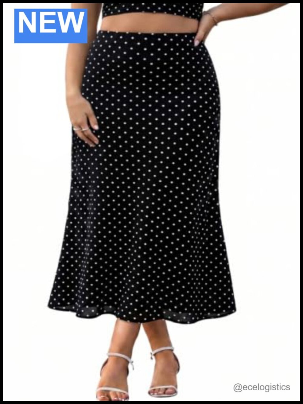 Women's Plus Size Polka Dot Maxi Skirt - Boho High Waist A-Line Swing